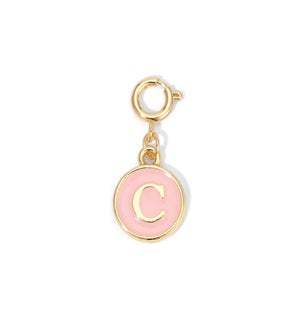 Charm - (C) Pink Enamel Initial (gold)