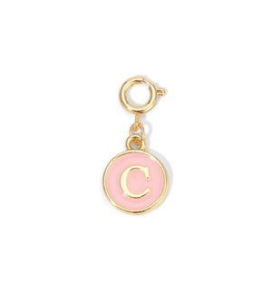 Charm - (C) Pink Enamel Initial (gold)