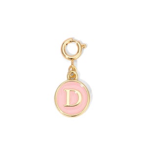 Charm - (D) Pink Enamel Initial (gold)