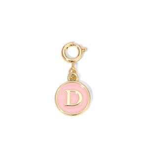 Charm - (D) Pink Enamel Initial (gold)