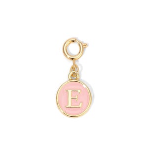 Charm - (E) Pink Enamel Initial (gold)
