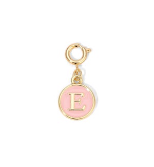 Charm - (E) Pink Enamel Initial (gold)