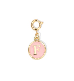 Charm - (F) Pink Enamel Initial (gold)