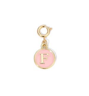Charm - (F) Pink Enamel Initial (gold)