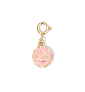 Charm - (G) Pink Enamel Initial (gold)