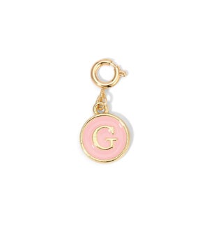 Charm - (G) Pink Enamel Initial (gold)