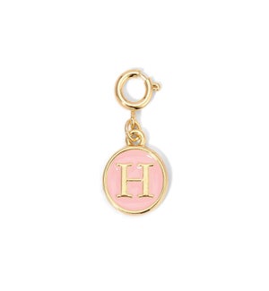 Charm - (H) Pink Enamel Initial (gold)