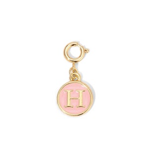 Charm - (H) Pink Enamel Initial (gold)