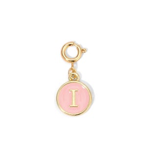 Charm - (I) Pink Enamel Initial (gold)