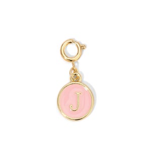 Charm - (J) Pink Enamel Initial (gold)