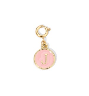 Charm - (J) Pink Enamel Initial (gold)