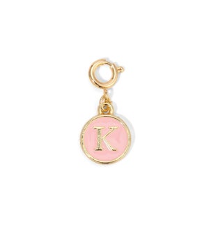 Charm - (K) Pink Enamel Initial (gold)