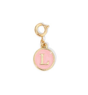 Charm - (L) Pink Enamel Initial (gold)