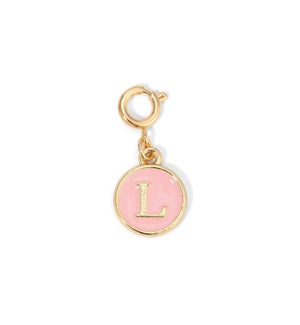 Charm - (L) Pink Enamel Initial (gold)