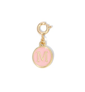 Charm - (M) Pink Enamel Initial (gold)