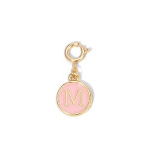 Charm - (M) Pink Enamel Initial (gold)