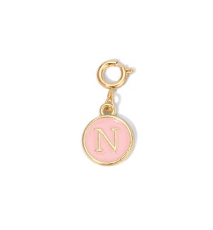 Charm - (N) Pink Enamel Initial (gold)