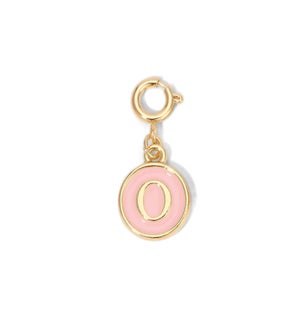 Charm - (O) Pink Enamel Initial (gold)