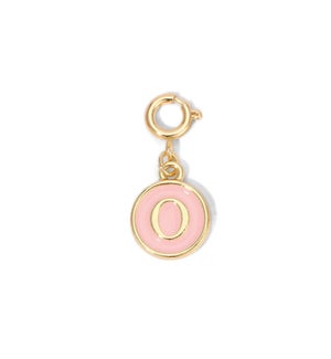 Charm - (O) Pink Enamel Initial (gold)