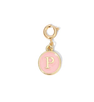 Charm - (P) Pink Enamel Initial (gold)
