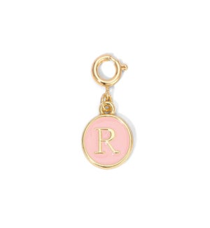 Charm - (R) Pink Enamel Initial (gold)