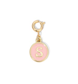 Charm - (S) Pink Enamel Initial (gold)