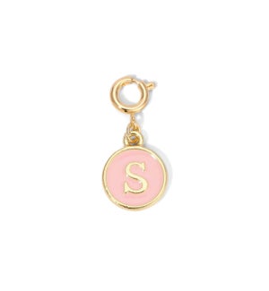 Charm - (S) Pink Enamel Initial (gold)