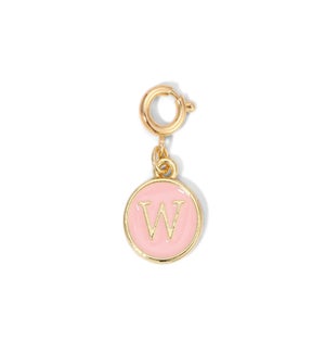 Charm - (W) Pink Enamel Initial (gold)
