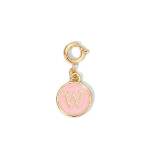 Charm - (W) Pink Enamel Initial (gold)