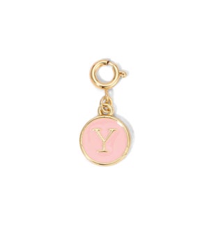 Charm - (Y) Pink Enamel Initial (gold)