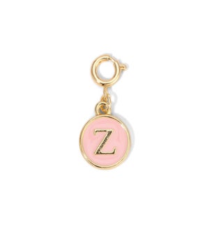 Charm - (Z) Pink Enamel Initial (gold)