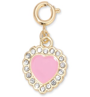 Charm - Pink and Pave Heart (gold)