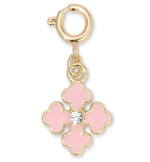 Charm - Pink Clover (gold)
