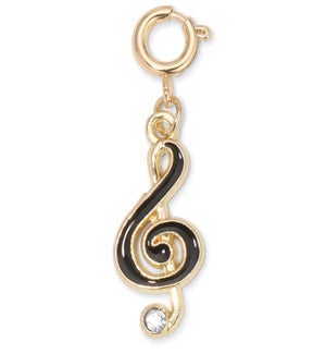 Charm - Black Treble Clef (gold)
