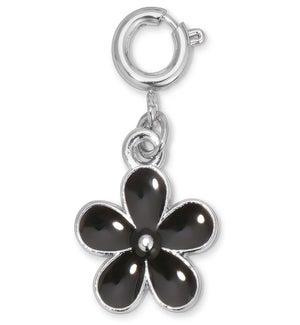 Charm - Black Flower (silver)