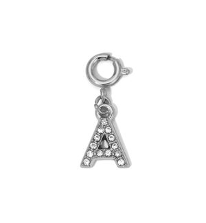 Charm - (A) Rhinestone Initial (silver)