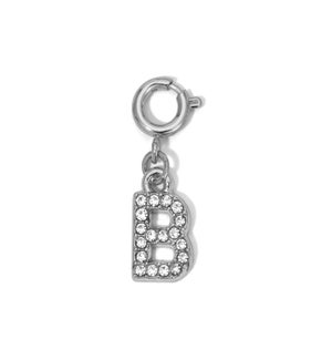 Charm - (B) Rhinestone Initial (silver)