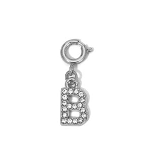 Charm - (B) Rhinestone Initial (silver)