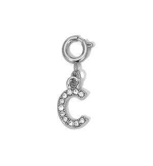 Charm - (C) Rhinestone Initial (silver)