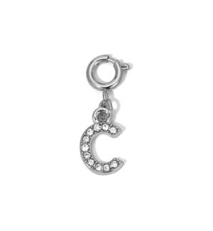 Charm - (C) Rhinestone Initial (silver)