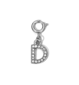 Charm - (D) Rhinestone Initial (silver)
