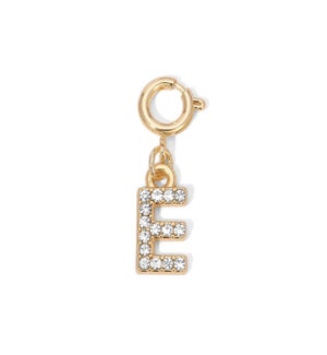 Charm - (E) Rhinestone Initial (gold)