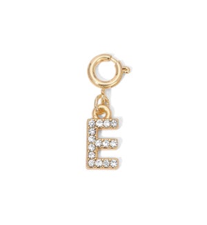 Charm - (E) Rhinestone Initial (gold)