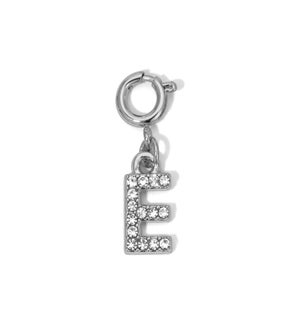 Charm - (E) Rhinestone Initial (silver)