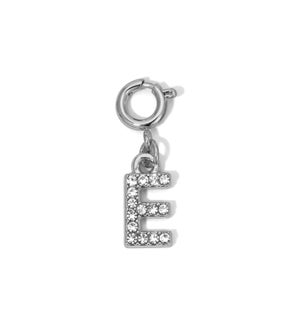 Charm - (E) Rhinestone Initial (silver)