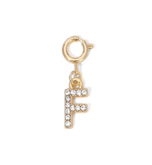 Charm - (F) Rhinestone Initial (gold)