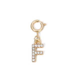 Charm - (F) Rhinestone Initial (gold)