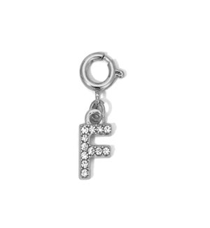 Charm - (F) Rhinestone Initial (silver)