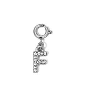 Charm - (F) Rhinestone Initial (silver)