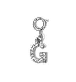 Charm - (G) Rhinestone Initial (silver)